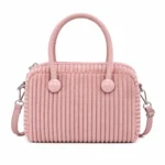 Bagica Girls Corduroy Top Handle Handbag with Detachable Shoulder Strap - Pink