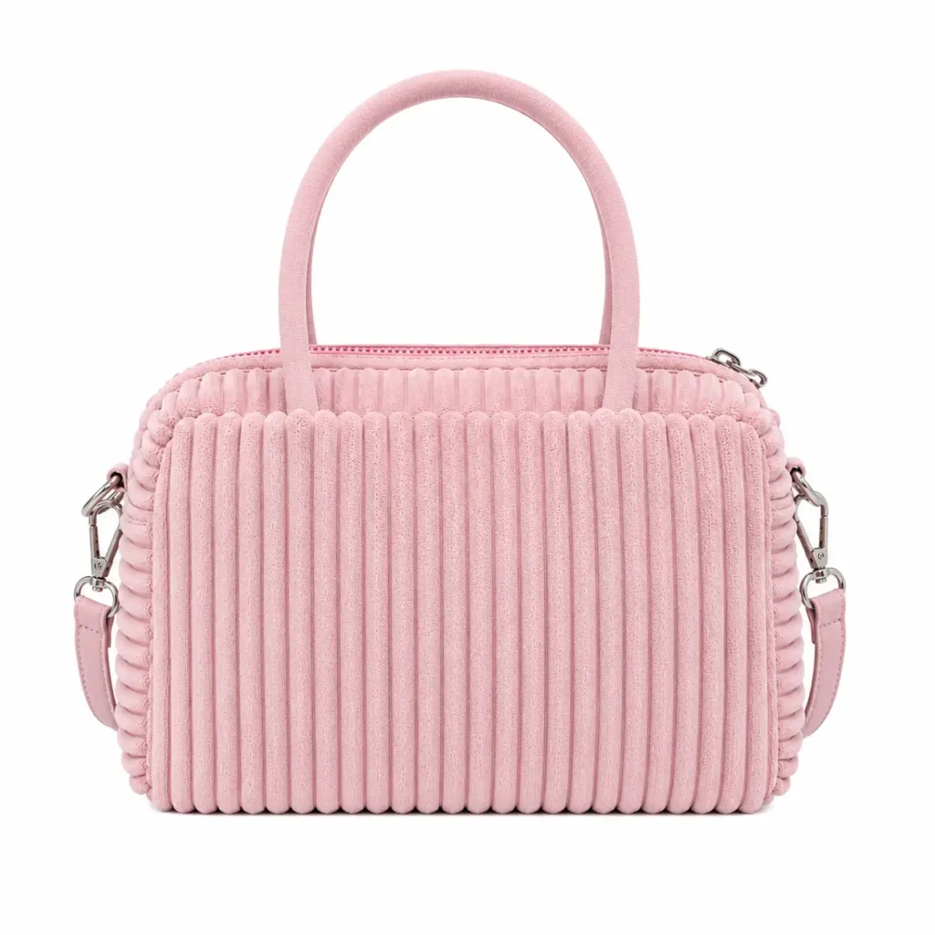 bagica girls corduroy top handle handbag with detachable shoulder strap pink1