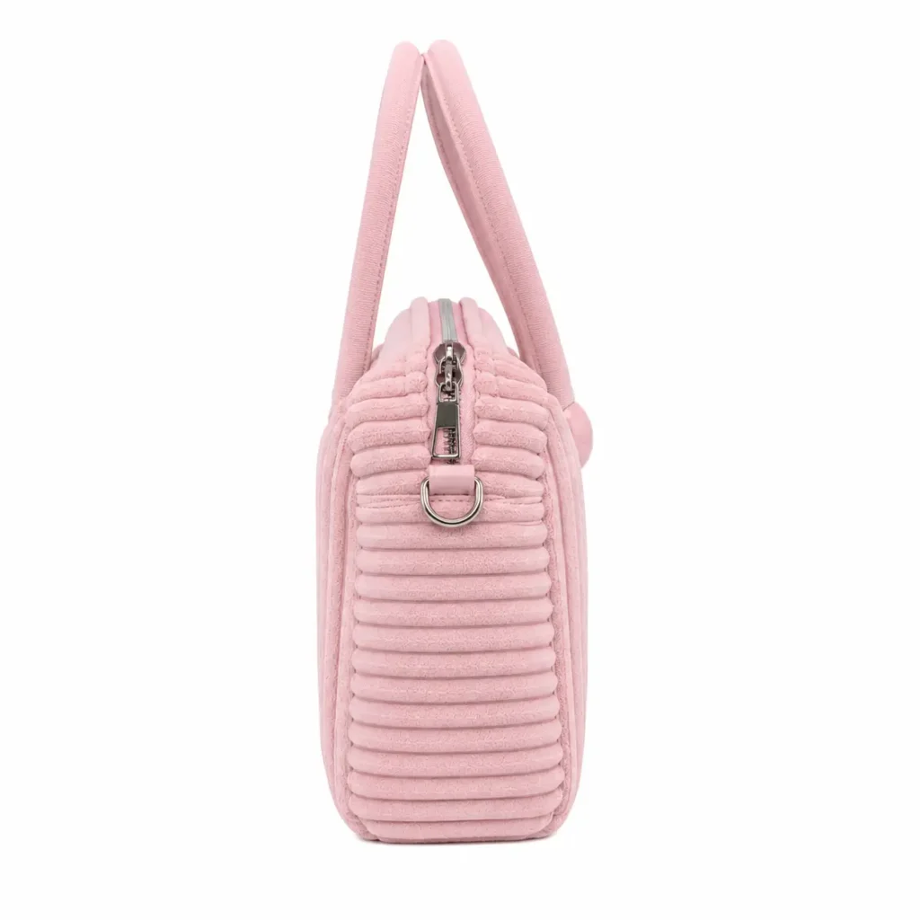 bagica girls corduroy top handle handbag with detachable shoulder strap pink2