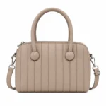 Bagica Women's Leather Top Handle Handbag with Shoulder Strap - Beige