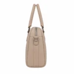 Bagica Women's Leather Top Handle Handbag with Shoulder Strap - Beige - Image 3