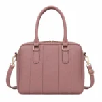 Bagica Women's Leather Top Handle Handbag with Shoulder Strap - Dusty Rose