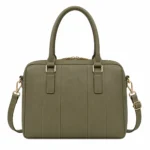 Bagica Women's Leather Top Handle Handbag with Shoulder Strap - Olive Green