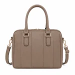 Bagica Women's Leather Top Handle Handbag with Shoulder Strap - Taupe