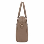 Bagica Women's Leather Top Handle Handbag with Shoulder Strap - Taupe - Image 3